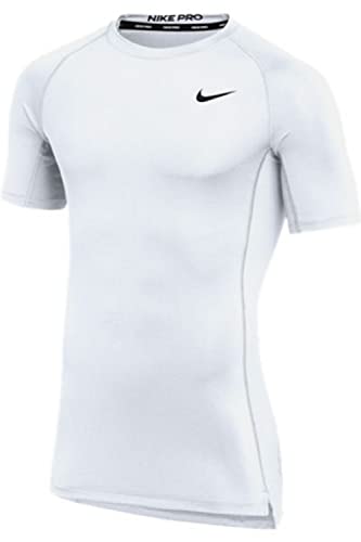 Nike Mens Pro Fitted Short Sleeve Training Tee (Large White)