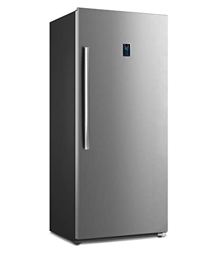 Techomey 21 Cu.Ft Frost Free Upright Freezer, Stainless Steel, Stand Up Convertible Refrigerator 115v, Garage Vertical Freezer with Single Door, Lock
