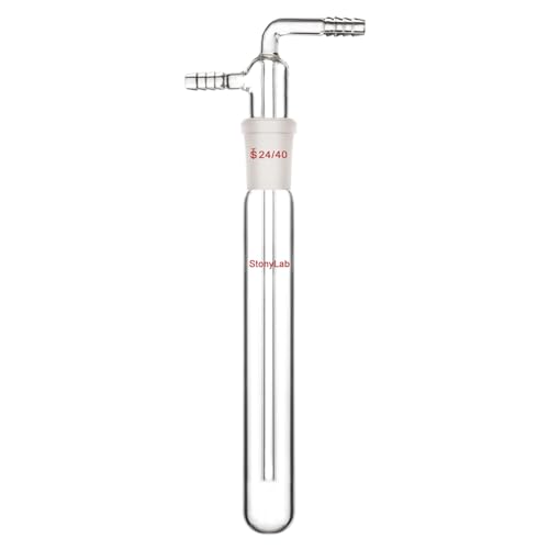 stonylab Glass Vacuum Cold Trap Bubbler with 10mm Serrated Hose, 200mm Length Below The 24/40 Joint
