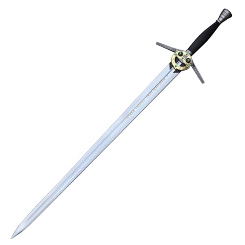 Armory Replicas™ The Witcher Steel Sword Replica – Stainless Steel Blade with Gold Etched Runes, 41.5" Length, Leather-Wrapped Scabbard, Featuring Renfri’s Brooch – Decorative Sword