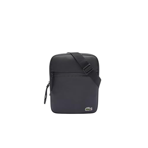 Lacoste Mens Medium LCST Zippered Petit Piqué Crossover Bag, Black, One Size