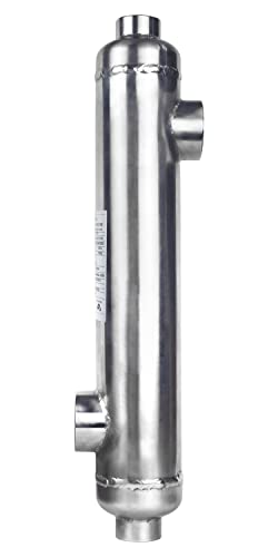 AB 300 kBTU Heat Exchanger for Outdoor Wood Boiler/Swimming Pool/Solar/Spa/w chlorinated Water, Stainless Steel 316L Opposite Ports 2" & 1 1/2" FPT