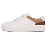 Nautica Women Fashion Sneaker Lace-Up Tennis Casual Shoes for Ladies-Grelle-White Taupe-Size 8.5