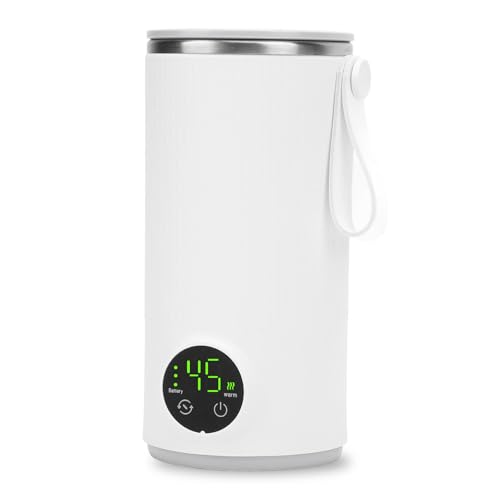 Travel Electric Kettle, Portable Mini Kettle, USB Rechargeable Hot Water Boiler with Rotary Stirrer, 400ML 55°C, Travel Kettle for Coffee, Tea, Milk