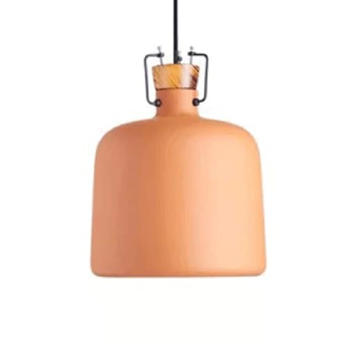 Scandinavian Metal Pendant Lighting Retro Industrial Aluminum Chandeliers Danish Fashionable Hanging Light Fixtures Rustic Suspensiom Lamp with Wood for Foyer Restaurants Kitchen Over Sink(Orange,9.8i