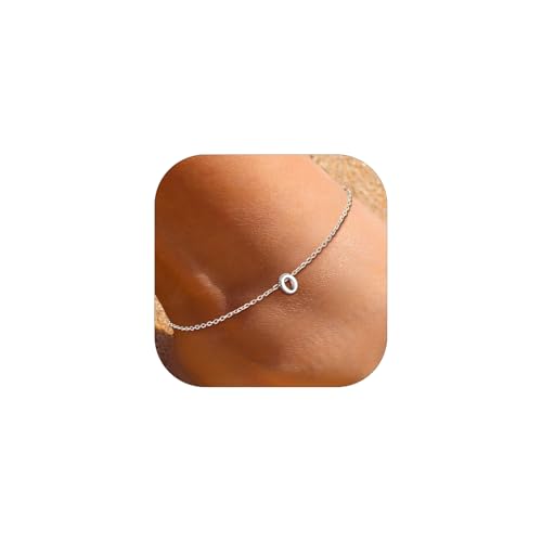 ChicSilver Dainty Initial Ankle Bracelets for Women Sterling Silver Anklet with Initial O Letter Anklets Minimalist Summer Beach Foot Chain Personalized Alphabet Jewelry