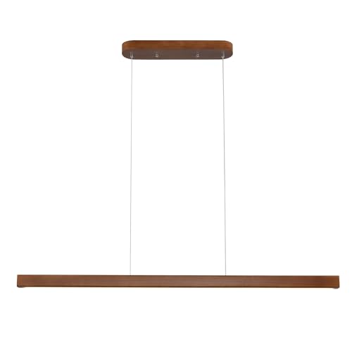 YISDESIGN 71" Wood Linear Pendant Light Modern LED Dimmable Ceiling Hanging Light Fixtures Wood Linear Chandeliers 40w for Dining Room Kitchen Island Pool Table Bar Walnut Color