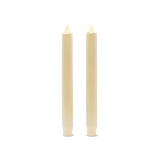 Luminara Flickering Flameless Ivory Taper Candles - Warm LED Light Flame - 2 AA Battery Operated Decor for Dining Room Table Centerpieces, Fireplace Mantel, Dinner Party, Reception - Set of 2 Tapers