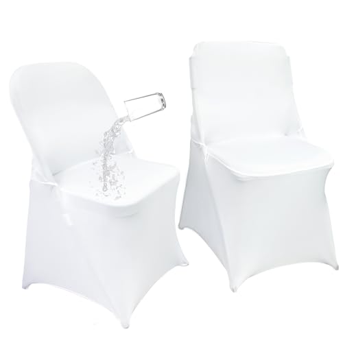 Maiangel 40PCS Stretch Spandex Folding Waterproof Chair Covers,Universal Fitted Chair Cover Protector for Wedding Party Banquet Holidays Celebration Decoration(40, White New)