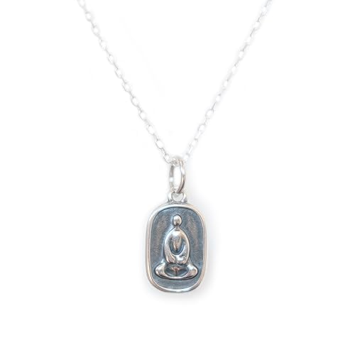 Tibetan S925 Silver Buddha Necklace for Men & Women, Meditation Buddhist Pendant with Om Mani Padme Hum Mantra, Spiritual Lucky Amulet OM Buddha Chain Buddhism Jewelry