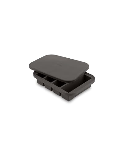 W&P Peak Silicone Collins Ice Tray w/ Protective Lid | Charcoal | Easy to Remove Ice Cubes | Food Grade Premium Silicone | Dishwasher Safe, BPA Free