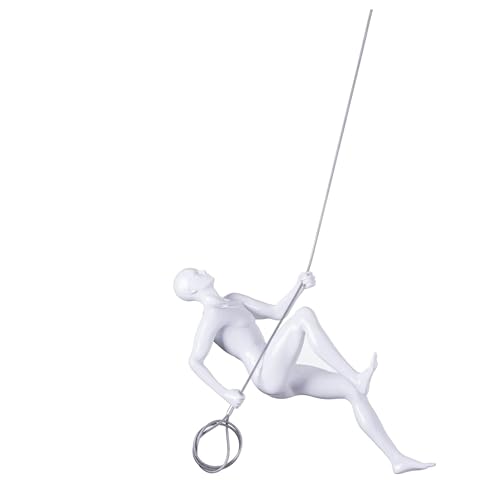 Glossy White Wall Sculpture Climbing 15" Man