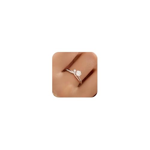 LOVPEPY 925 Sterling Silver Shiny CZ Interweave Ring for Women Luxury Twisted Cubic Zirconia Promise Rings CZ Diamond Multi Row Band Ring for Her Eternity Engagement Wedding Jewelry Size 6-9 (Silver, 9)