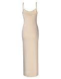 GloryStar Women Sleeveless Spaghetti Strap Cami Maxi Slip Dress Long-Nude M