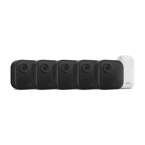 Blink Outdoor 4 (newest model) – Wireless smart security camera, two-year battery life, 1080p HD day and infrared night live view, two-way talk. Sync Module Core included – 5 camera system