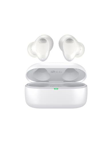 LG Tone Free T80 Dolby Atmos True Wireless Earbuds, Adaptive Noise Cancelling, IPX4 Water Resistant, Up to 36 Hours of Battery Life, White