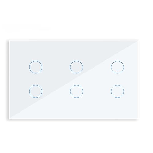 ZMIN Tuya WiFi Smart Wall Light Switch Touch Glass Panel Wireless Interuptor 4/5/6 Gang Remote Control by Voice Control 6-Gang White