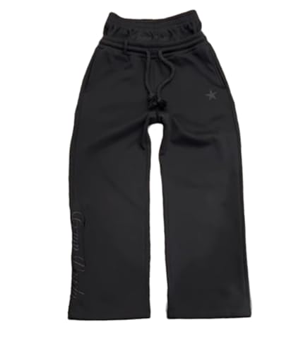 Mens Y2K Wide Leg Sweatpants Drawstring Double Waisted Baggy Hip-Hop Vintage Pants Gym Workout Trousers (Black,X-Large)