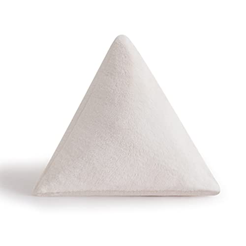 Fennco Styles Faux Fur Triangle Shaped Decorative Plush Throw Pillow 16" W x 15" L x 14" H - White Fluffy Soft 3D Pillow for Kids Room, Playroom, Bedroom, Living Room, Nursery, Office Décor