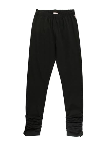 RuffleButts Black Kids Ruched Bow Leggings - 6