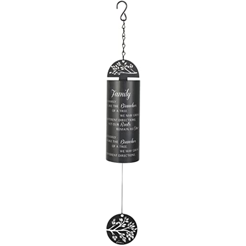 Family Sonnet Black Cylinder Steel Wind Chime Outdoor Garden Windchimes 22 Inch