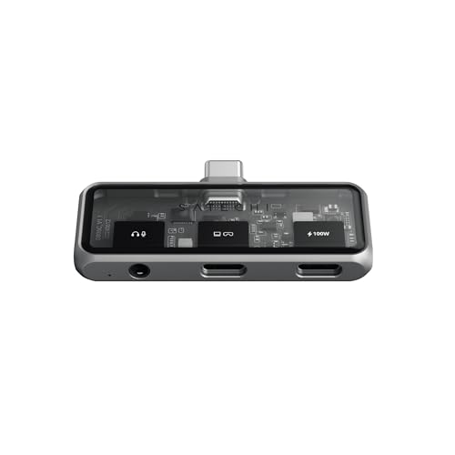 Satechi USB C Hub Mobile, with 4K HDMI, 100W Pass-Through Charging, 10Gbps Data Transfer, 3.5mm Audio Jack Port, 4-in-1 USB C Adapter for iPad, MacBook, Switch and More