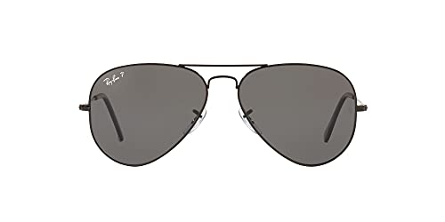 Ray-Ban RB3025 Classic Aviator Sunglasses, Black/Polarized Black, 58 mm