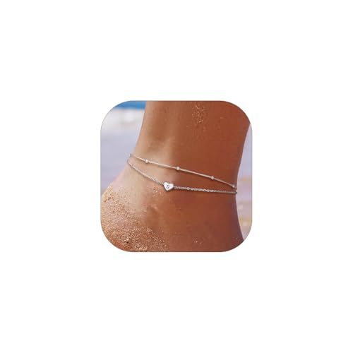 Dainty Ankle Bracelet for Women Anklet with Initials Alphabet S Heart Anklets Foot Jewelry