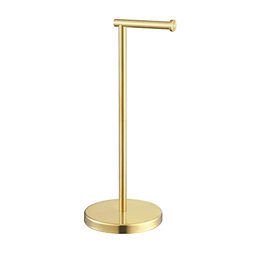 KES Gold Toilet Paper Holder Free Standing SUS 304 Stainless Steel Rustproof Pedestal Lavatory Tissue Roll Holder Floor Stand Modern Brushed Gold Finish, BPH283S1-BZ