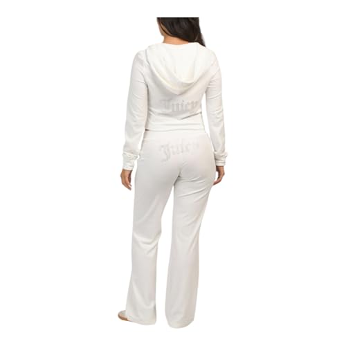 Juicy Couture Women's Bling Velour Tracksuit (US, Alpha, X-Small, Regular, Regular, Cream Soda)