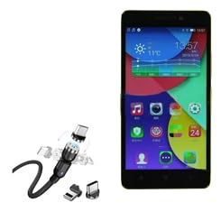 BoxWave Cable Compatible with Lenovo K3 Note - MagnetoSnap AllCharge Cable, Magnet Charging Cable USB Type-C Micro USB - Jet Black