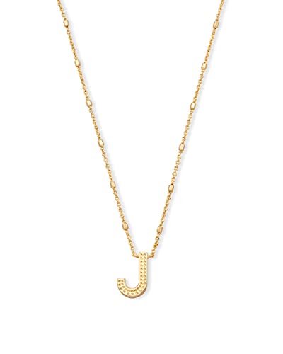 Kendra Scott Letter J Pendant Necklace for Women, Fashion Jewelry, 14k Gold-Plated Brass, Gold Metal, Letter J