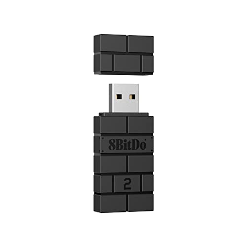 8BitDo Wireless USB Adapter 2 for Switch/Switch 2, Windows PC, Mac & Raspberry Pi, Compatible with Xbox Series X & S Controller, Xbox One Bluetooth Controller, Switch Pro and PS5 Controller (Black)