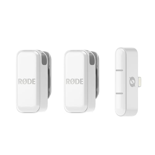 RØDE Wireless Micro - Compact Wireless Microphone, Two Mics with Charge Case for Smartphone Content Creation - Lightning, White