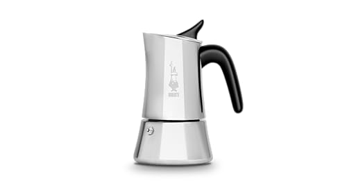 Bialetti Moon Exclusive Induction Stainless Steel Moka Pot, Stovetop Espresso Maker, Italian Coffee Maker, 6 Espresso Shots, (7.9oz - 235 ml), Compatible with All Stovetops, Silver