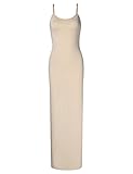 GloryStar Women Sleeveless Spaghetti Strap Cami Maxi Slip Dress Long-Nude M