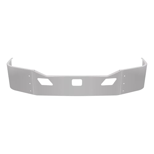 KUAFU Front Bumper Assembly Compatible with 2011-2022 Kenworth T680 W/Custom Sensor Cutout & Bracket Steel Chrome Silvery