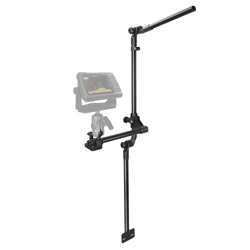 Velpaw Livescope Transducer Pole Mount for Kayak,Marine-Grade Aluminum Mount for Garmin/Lowrance, Adjustable Depth 360° Rotating Transducer, Drill-Down Base with 1.5'' Ball