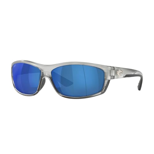 Costa Del Mar Sunglasses for Men - Saltbreak Mens Polarized Sunglasses Fishing, Boating & Beach UV Protection - Size 65 - Silver/Blue Mirror 580P