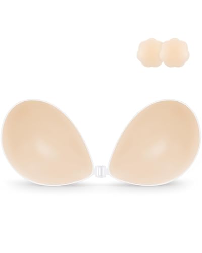Niidor Self Adhesive Bra Push up Strapless Invisible Backless Sticky Bras Silicone Bra for Women-Nude-B