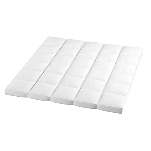 Down Mattress Topper - Full-Size 4-Inch Duck and Goose Feather Bed with Cotton Cover - Plush Pillow Top for Cushion and Support by Lavish Home (White)