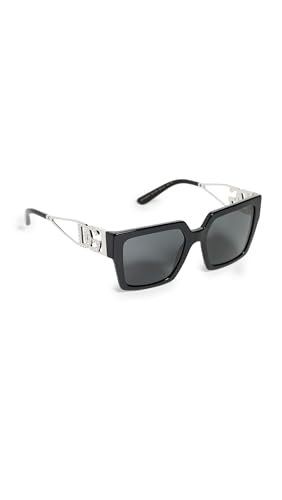 Dolce & Gabbana Women's Oversized Square Sunglasses, Black/Silver, One Size
