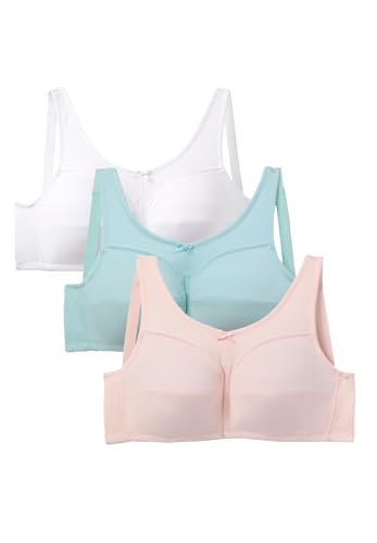 Comfort Choice Women's Plus Size 3-Pack Cotton Wireless Bra - 54 DDD, Pastel Assorted