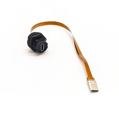 GXMRHWY USB Type C Female Panel Mount Receptacle to Type C male with PFC Cable 20cm