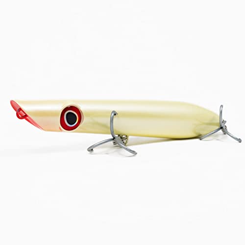 Dark Matter Pencil Poppers Lures for Saltwater - 6" Long Casting Topwater Pencil Fishing Lure with VMC 4X Treble Fishing Hooks, Saltwater Popper Lures for Surf Fishing Bait - Bone