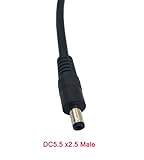 Halokny XT60 Adapter Cable XT60 Male to DC 5.5mm X 2.5mm Male Power Cable XT60 Charging Cable for Fatshark Skyzone FPV Monitor Power 10inch (XT60 Male to DC5525 Male)