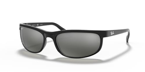 Ray-Ban Men's RB2027 Predator 2 Rectangular Sunglasses, Black/Polarized Dark Grey, 62 mm