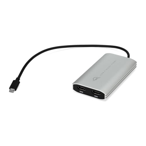 OWC USB-C to Dual HDMI 4K Display Adapter with DISPLAYLINK for Apple M1 Mac or Any Mac or PC with USB-C or Thunderbolt
