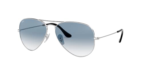 Ray-Ban RB3025 Classic Aviator Sunglasses, Silver/Clear Gradient Blue, 62 mm