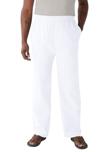 KingSize KS Island Men's Big & Tall Elastic Waist Gauze Cotton Pants - Big - 5XL, White